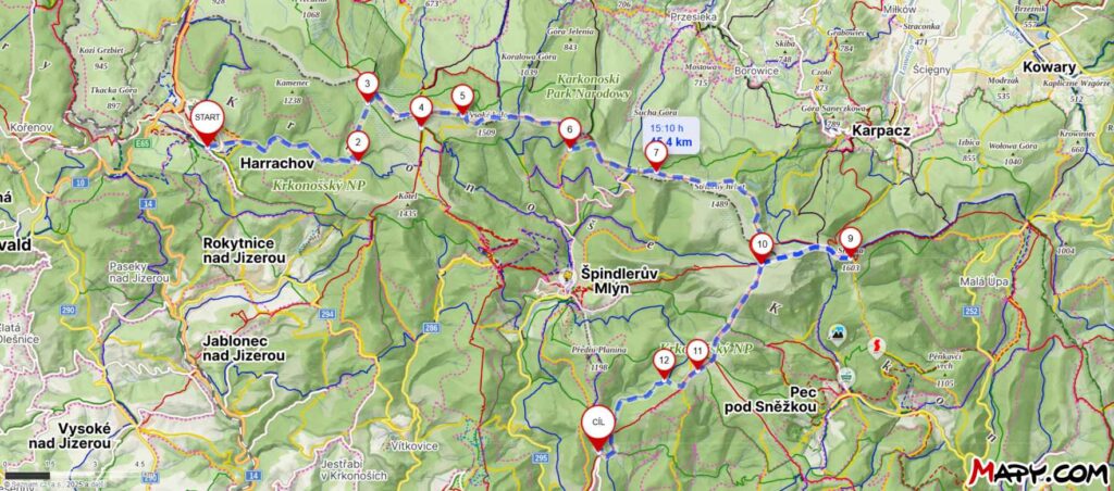 Krkonoše mapa opt
